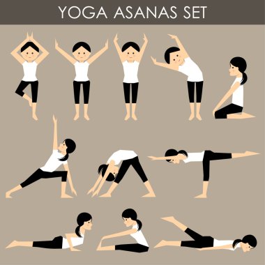 Yoga asanas ayarlayın. vektör