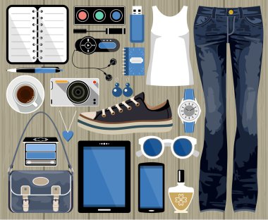 moda stil düz tasarımında ayarla. 