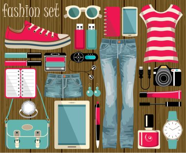 moda stil düz tasarımında ayarla.