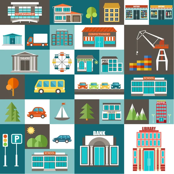 City set. — Stock Vector