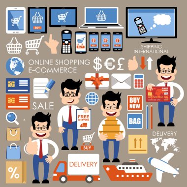 E-ticaret online alışveriş, Internet, alışveriş ayarla. 