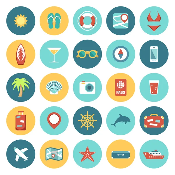 Düz simgeler Web ve mobil uygulamalar için ayarlayın. Seyahat. 