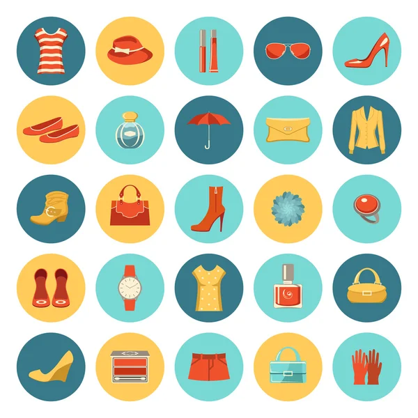 Set di icone di moda design piatto . — Vettoriale Stock