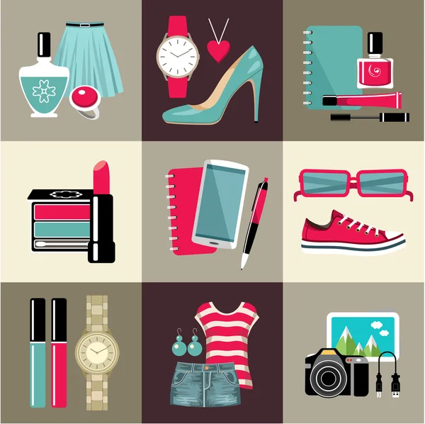 Fashion set in a style flat design. — Stock Vector