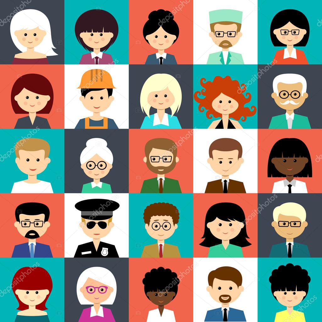 Set of flat icons with people.