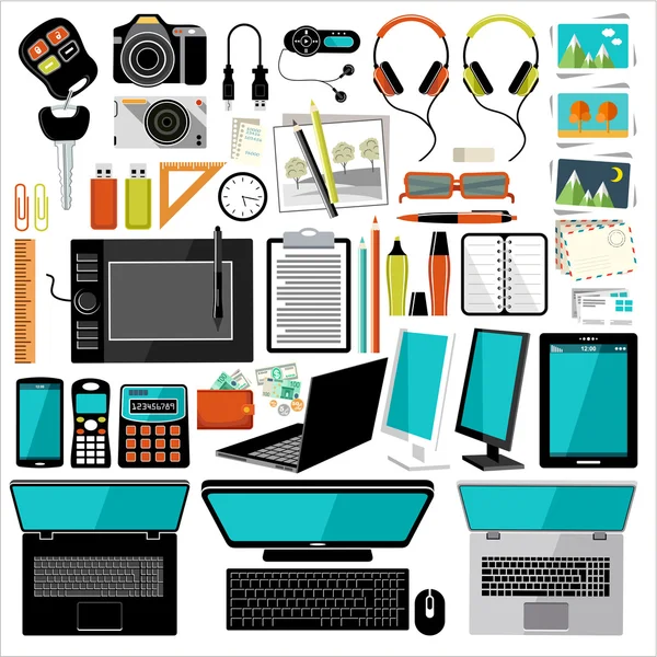 Office items and accessories. vector — Stock Vector