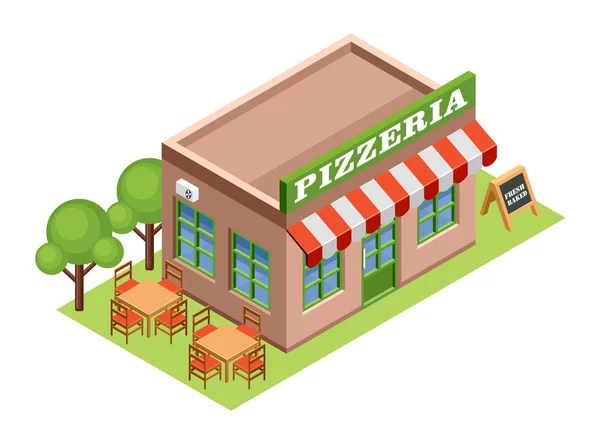 Pizzaria isométrica . —  Vetores de Stock