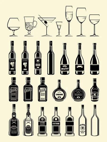 Vektör siyah içecekler ve meşrubatlar Icons set