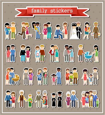 Çıkartmalar aile yaşam tarzı düz tasarımı