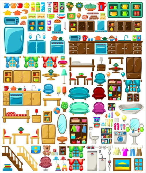 Gran conjunto de muebles — Vector de stock