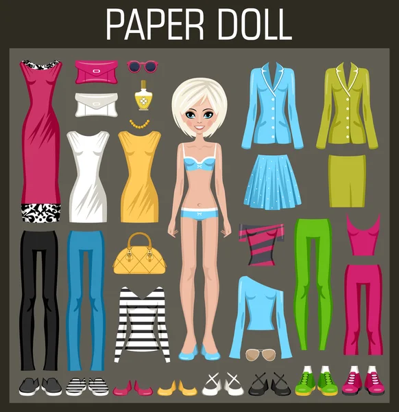 Paper doll with clothes — Stock Vector