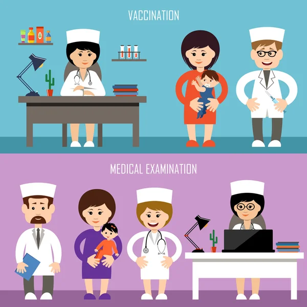 Consultorio médico. Vacunación infantil — Vector de stock