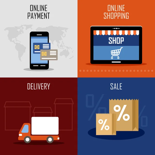 Internetes vásárlás online bolt — Stock Vector