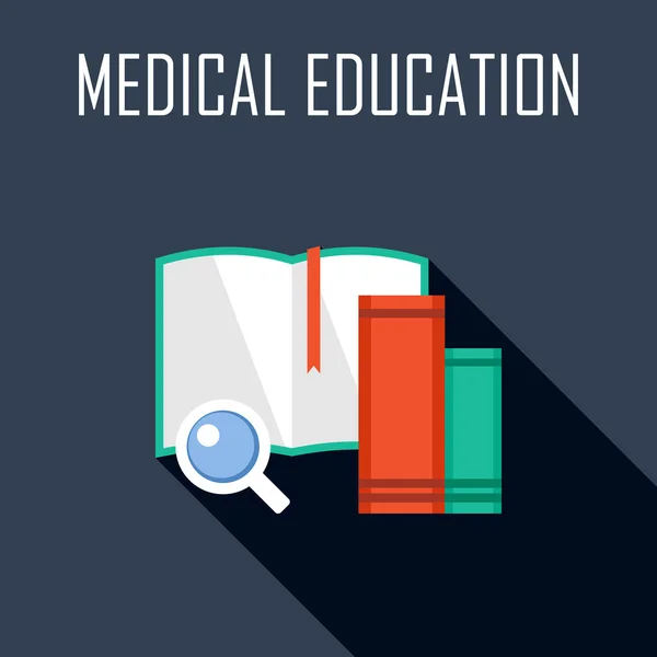Icono plano de educación médica — Vector de stock