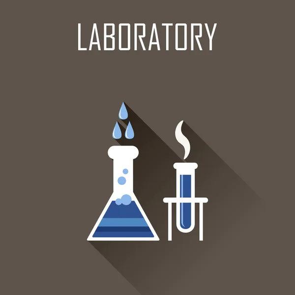 Icono plano de laboratorio. Cartel — Vector de stock