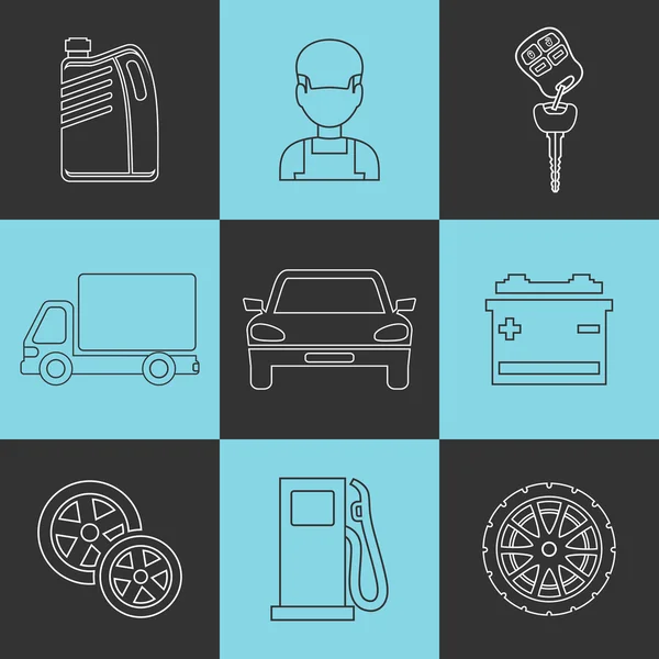 Outline set auto service icons — Stock Vector