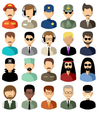 Düz simgeler erkeklerle ayarla ayarla. vektör çizim