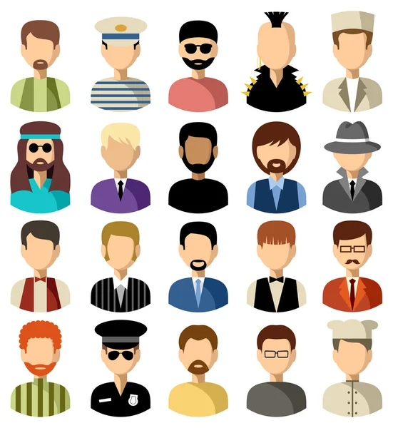 Set of flat icons set with men. — Stock Vector
