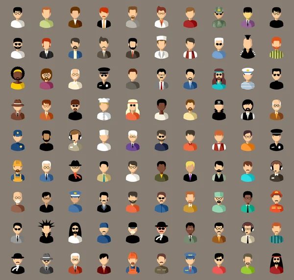 Erkeklerle düz simgeler kümesi. vektör 