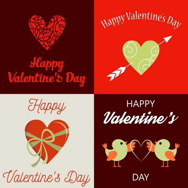 Boldog Valentin-napot kártyák. Vektoros illusztráció — Stock Vector