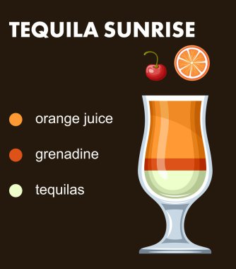Kokteyl infographics koyu arka plan üzerinde