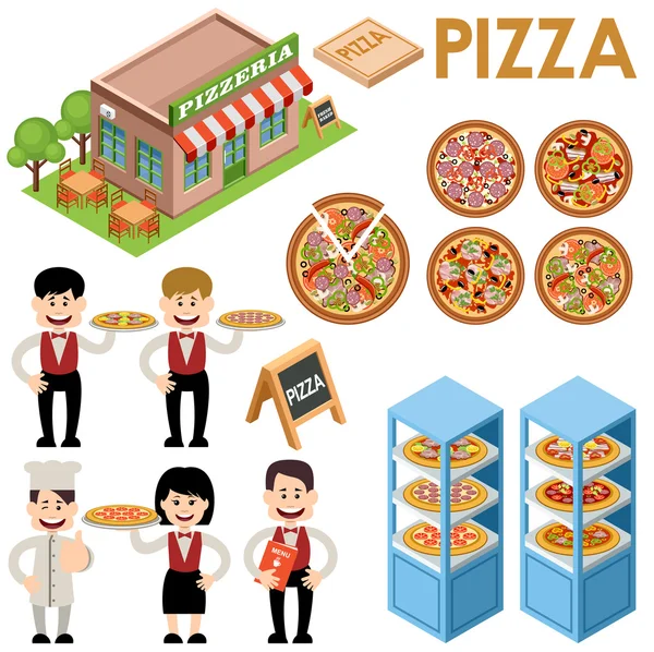 Ensemble vectoriel de pizza . — Image vectorielle