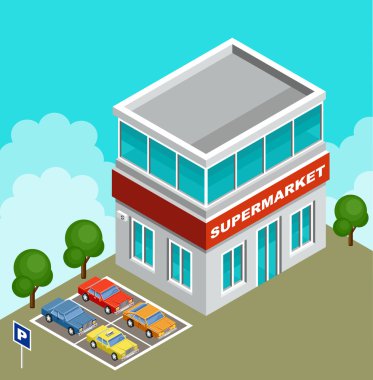 Vektör izometrik süpermarket