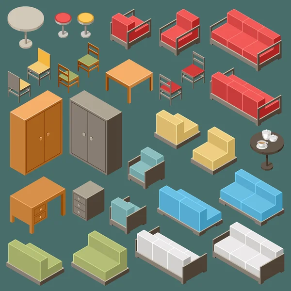 Set of isometric furniture Stock Vector Image by ©korolev.dm.va.gmail