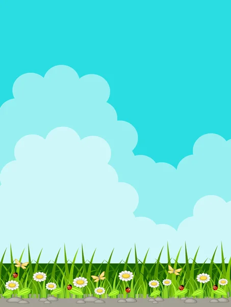 Arrière-plan avec herbe et ciel — Image vectorielle