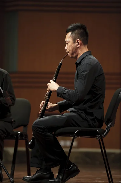 Musician performs English horn — Stock Photo, Image