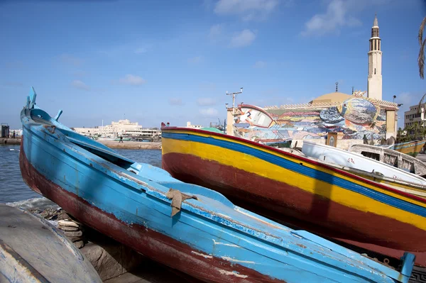 Barcos junto al mar Mediterráneo en Alejandría — Foto de Stock