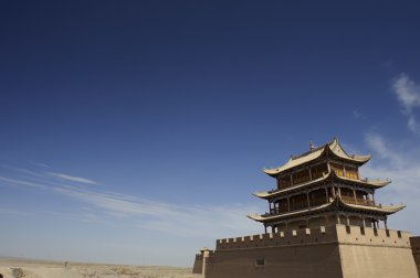 Jiayuguan Kulesi geçir gobi Çölü ': gansu, china