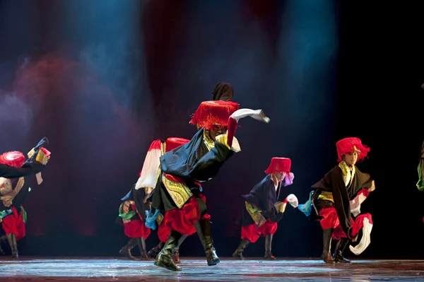 Chinese tibetan national dancers — Stock Photo, Image