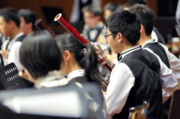 Bassoon boy on concert — Stock Photo, Image