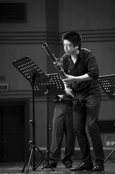 Bassoonist on wind music chamber music concert — Stock Photo, Image