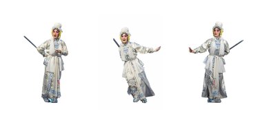 çok Çinli taditional opera yıldızı beyaz izole arka plan ile