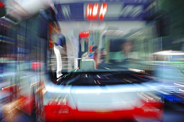 High speed bus radiant rays gives the forceful effect of visual impact — Stock Photo, Image