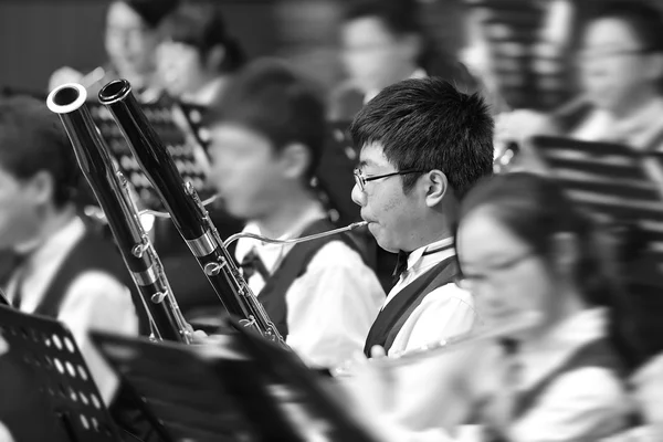 Bassoon boy on concert — Stock Photo, Image