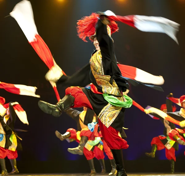 Chinese tibetan national dancers — Stock Photo, Image