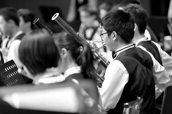 Bassoon boy in concert — Stock Photo, Image
