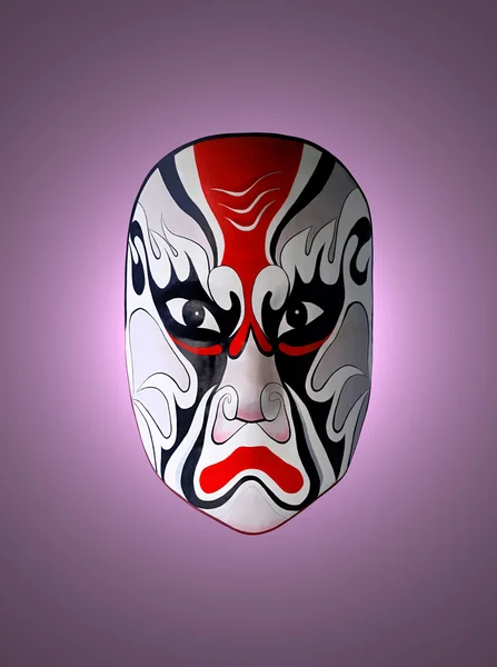 Maska z opera Chińska z fioletowym na białym tle — Zdjęcie stockowe