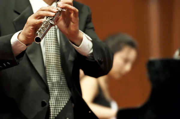 Flutist on concert — Stock Photo, Image