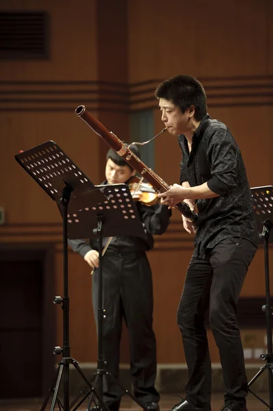 Bassista sul concerto di musica da camera di musica a fiato — Foto Stock