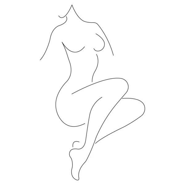 Chica Desnuda Una Pose Elegante Estilo Minimalismo Concepto Orgullo Narcisismo — Vector de stock