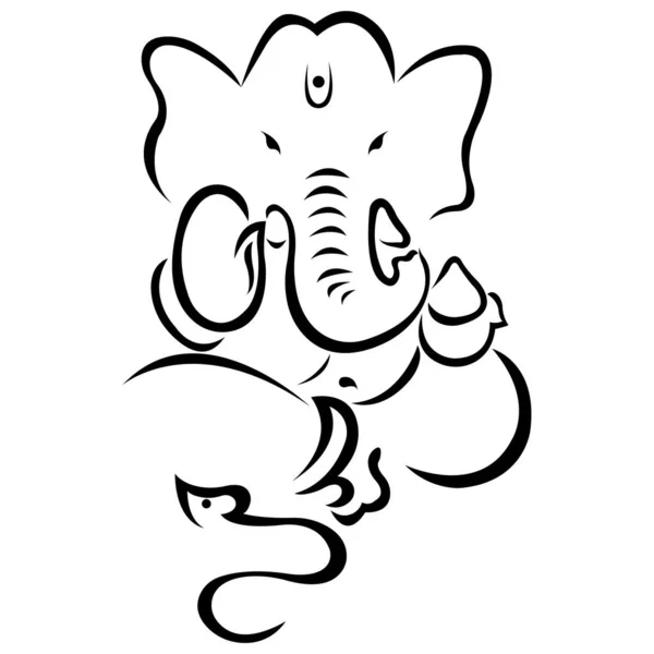 Ganesh Divinité Éléphant Indien Célébration Diwali Noir Dans Style Plat — Image vectorielle
