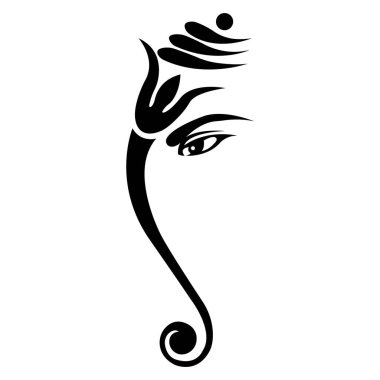 Hint fil tanrısı Ganesh 'in silueti Diwali kutlamasında. Modern oryantal dekor, tekstil, hintçe, tatil şablonu, dövme, afiş, baskı, logo için tasarım. İzole vektör illüstrasyonu