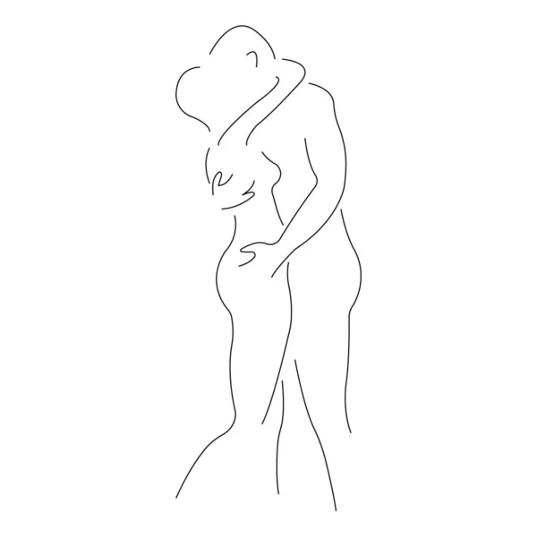 Kochająca Para Mężczyzna Kobieta Całują Się Przytulają Styl Minimalizmu Sztuka — Wektor stockowy