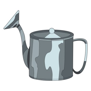 Toprağı sulamak için bir sulama kabı taslağı. Doodle düz renkli. Tasarım tarım, bahçıvanlık, sebze bahçesi, açık hava kullanımı, logo, boyama, baskı için uygundur. İzole vektör