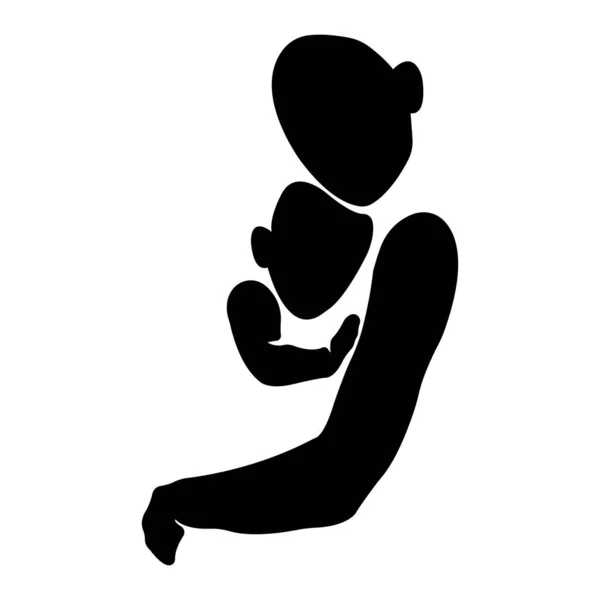 Silhouette Visages Mains Mère Enfant Famille Amour Concept Fertilité Conception — Image vectorielle