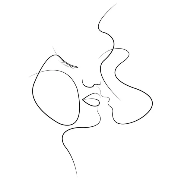 Tjej Och Kille Närmar Sig För Att Kyssas Minimalistisk Stil — Stock vektor